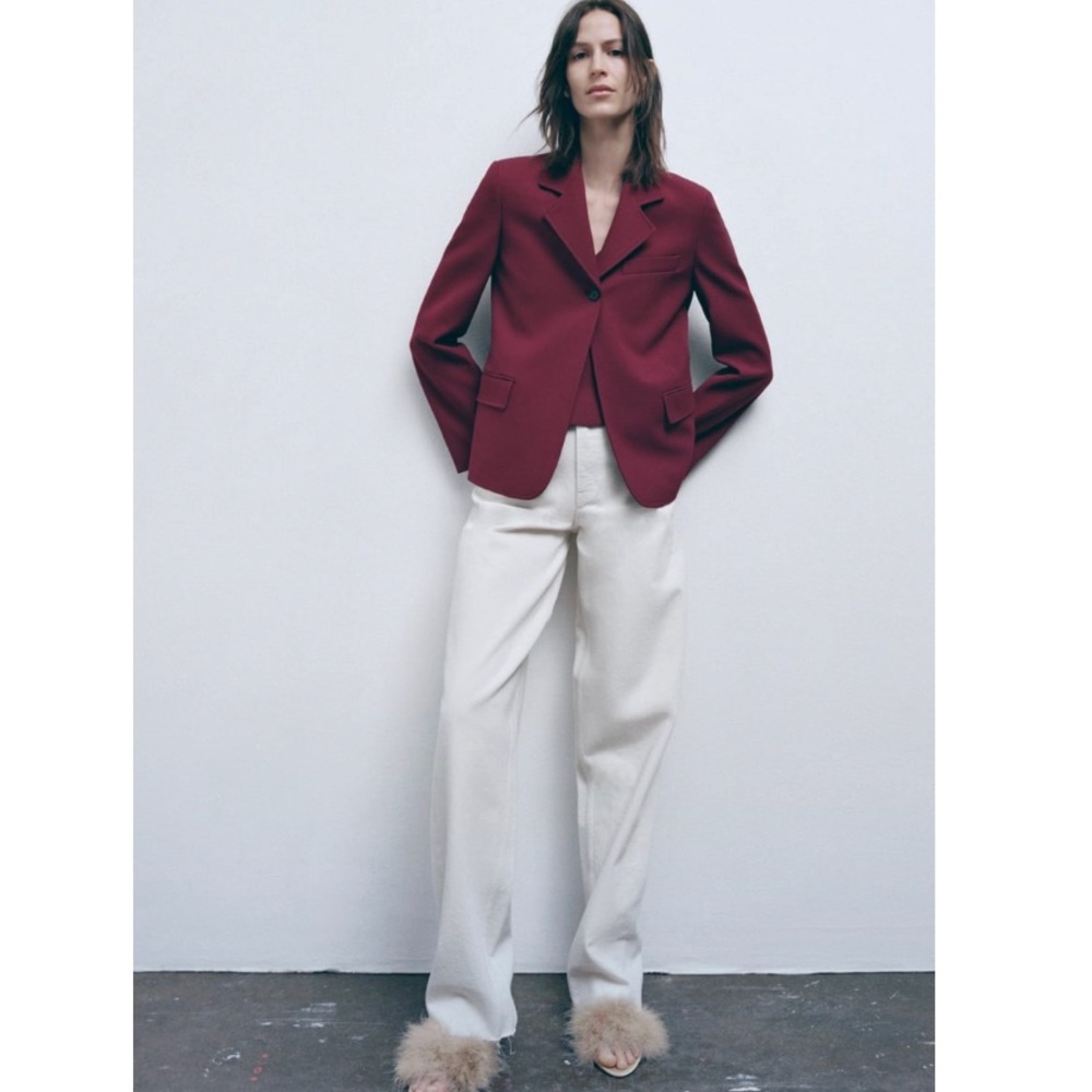 NWT Zara BUTTONED TAILORED BLAZER / L - Picture 6 of 15